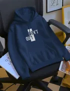 Fleece Printed Hoodie for Men, Blue 