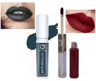 Combo of Matt Look Metallic Liquid Lip Colour with 2-in-1 Lipstick cum Lip Gloss (Dark Grey & Maroon, Set of 2)