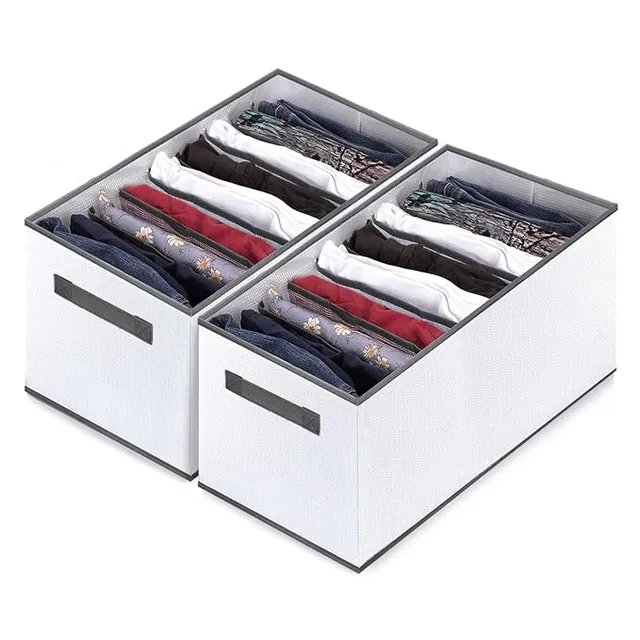 RAJ BAG Wardrobe Clothes Organizer, 8 Grids Washable Portable Closet Organizer Storage Box (Pack of 2)