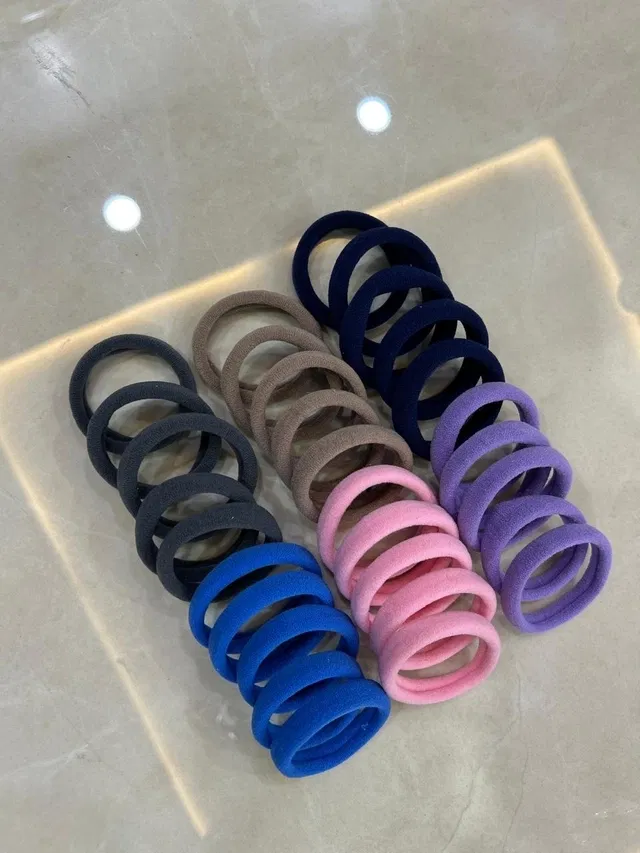 Durable Plain Elastic Hair Bands (Assorted, Pack of 12)