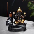 Jiyansh Creation Polyresin Ganesha Smoke Fountain Backflow Waterfall Cone Incense Holder Showpiece Statue with 10 Units Backflow Incense Cones 