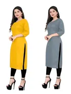 Crepe Solid Kurtis for Women 