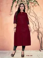 Cotton Blend Solid Kurti for Women 