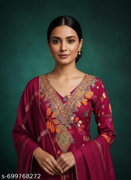 Bandhani Printed Jaipuri Designs Embroidered Top Bottom Duppata for Women (Red, Un Stitched)