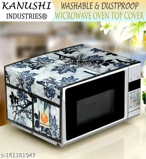 KANUSHI Industries® Microwave / Oven Top Cover With 4 Utility Pockets (Color : Black) (MICRO-BLACK-SHUB-01)