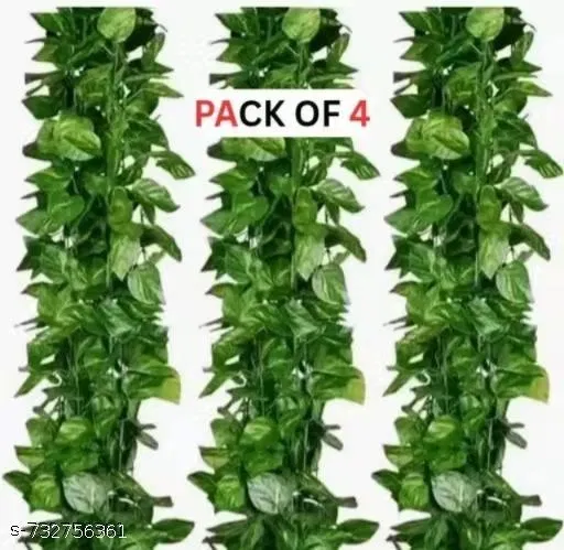 Artificial Leafs Moneyplant Garlands Plant for Women, Pack of 4 (Green)