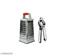 Stainless Steel Vegetable Grater cum Slicer with Lemon Squeezer (Red & Silver, Set of 2)