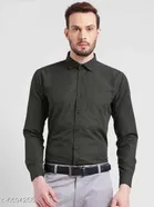 Cotton Blend Solid Full Sleeves Shirt for Men 