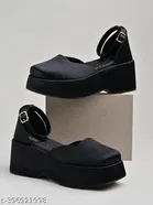 [69] Solid Synthetic Platform Sandals for Women 