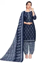 Cotton Blend Printed Kurti with Salwar for Women 