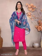 Embroidered Chanderi Silk Kurta Set for Women 