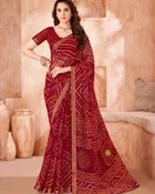Kanooda Prints Fancy Women Georgette Printed Bandhani Saree 