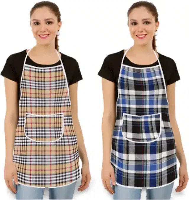 Cotton Kitchen Aprons (Multicolor, Pack of 2)