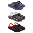 Combo of Clogs with Flipflops for Men (Multicolor, 10) (Set of 3)