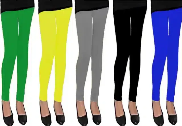 Solid Leggings Combo for Girls (Pack of 5) (Multicolor, 8-9 Years)