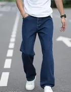 Denim Loose Fit Jeans for Men (Dark Blue , 28)