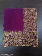 Chiffon Solid Saree For Women, Purple