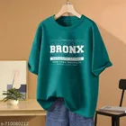 Cotton Blend Printed T-shirt for Women, Green 