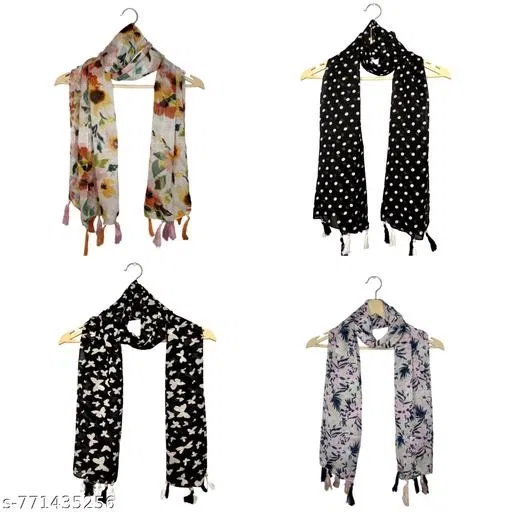 Stylish Ladies Scarves for Women, Pack of 4