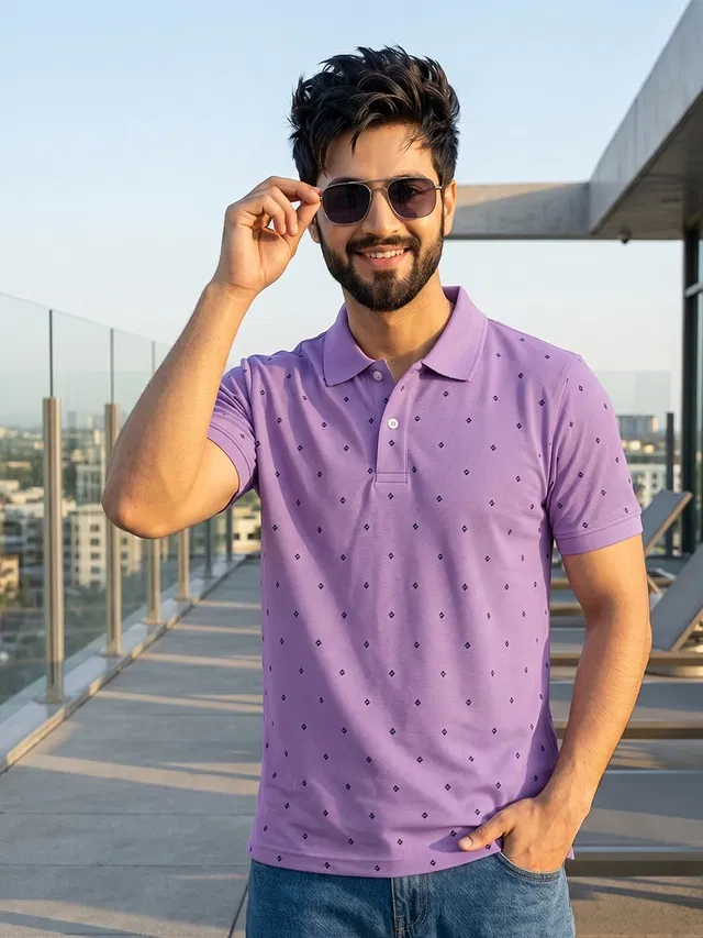 Polo T-shirt for Men (Lavender, M)
