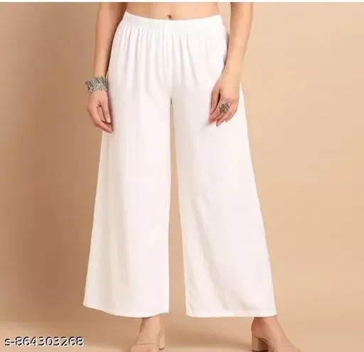 Palazzo Trousers for Women (White, XXL)