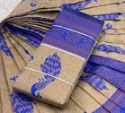 Litchi Silk Zari Embroidered Saree for Women, Cream & Blue 