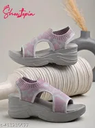 Shoetopia Grey Wedge Sandals Size IND-3