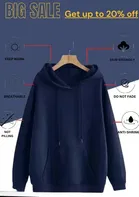 Round Neck Solid Hoodie for Men 