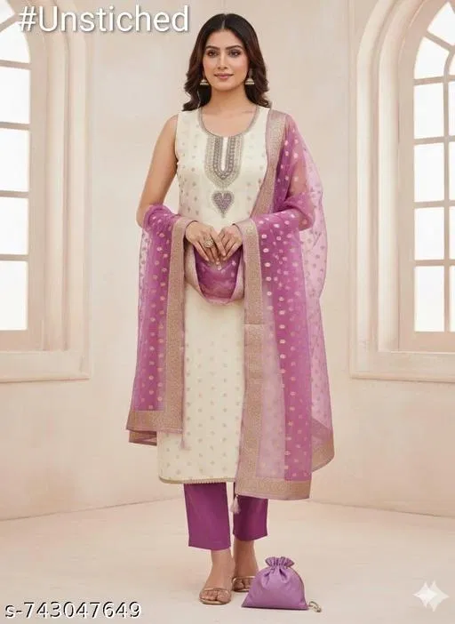 Silk Blend Punjabi/All Over Suits (Multicolor, 6.65 meter for Women (XXL)