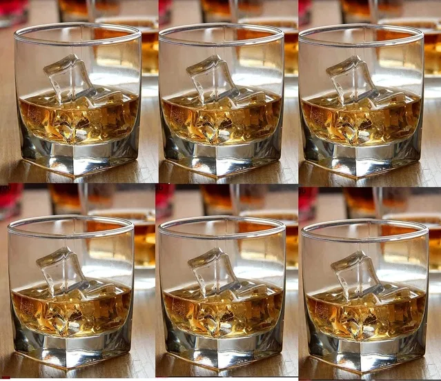 Afast Premium Old Fashioned Square Classic Whiskey Glasses Set 6, Transparent, 150 ml, Bar Glasses for Scotch, Bourbon, Liquor and Cocktail Drinks (Set of 6)