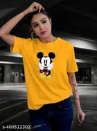 Cotton Blend Printed T-Shirt for Women, Yellow & Pink, Pack of 2 