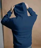 Fleece Printed Hoodie for Women, Blue 