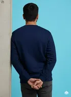 Fleece Printed Sweatshirt for Men, Dark Blue 