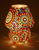 Artisanal Glass & Wood Table Lamp | Decorative Metal & Glass Shade, Stylish Indoor Home Décor (Pack of 1)