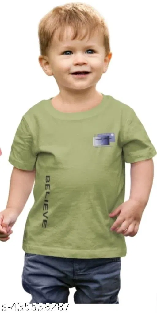 Cotton Blend Round Neck Printed T-Shirt for Boys (Green, 4-5 Years)