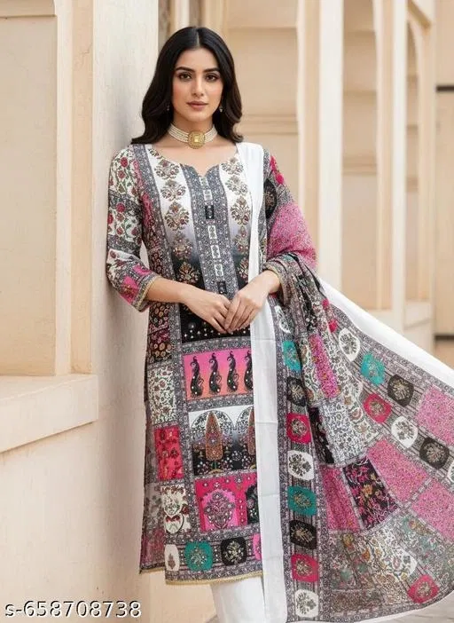 Embroidered Synthetic Crepe Punjabi/All Over Suits (Multicolor, 6.85 meter for Men (3XL)