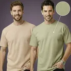 Polyester Round Neck T-shirt for Men, Multicolour, Pack of 2 