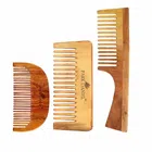Park Daniel Natural & Ecofriendly Handcrafted Wooden Beard Comb, Neem Wooden Dressing Handle Comb & Medium Detangler Comb (Pack Of 3) (4 inches, 5.5 inches, 7.5 inches) (SE-1650)