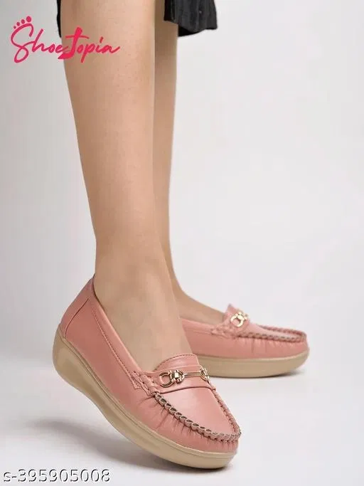 Solid Loafers for Women (Peach, IND-9)