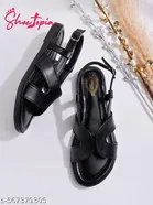 Shoetopia Girls Flat Sandals Black Size 7.0