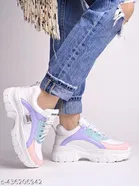 Colorblocked Synthetic Sneakers for Girls 