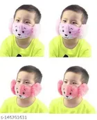 Winter Face Mask with Plush Ear Muffs for Kids (Multicolor, 4-14 Years) (Pack of 4)