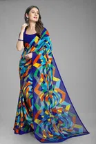 Trendy Georgette Saree with Blouse Piece For Women 