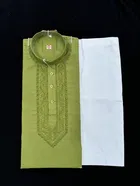 Cotton Embroidered Kurta with Pyjama for Men 