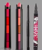 Rsentera Combo of 5 in 1 matte finish 5 Shades lipstick Red edition and edition, 36 H waterproof long-lasting Eyeliner, Deep Black Kajal 