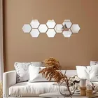 Mirror Finish Wall Stickers & Wallpapers (Hexagon Silver) - 3D Acrylic Decorative Mirror Stickers For Home, Almira, Bedroom, Living room, Kitchen, Bathroom, Festivals Etc (Pack of 10)