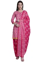 Cotton Blend Floral Kurti with Pant & Dupatta for Women 