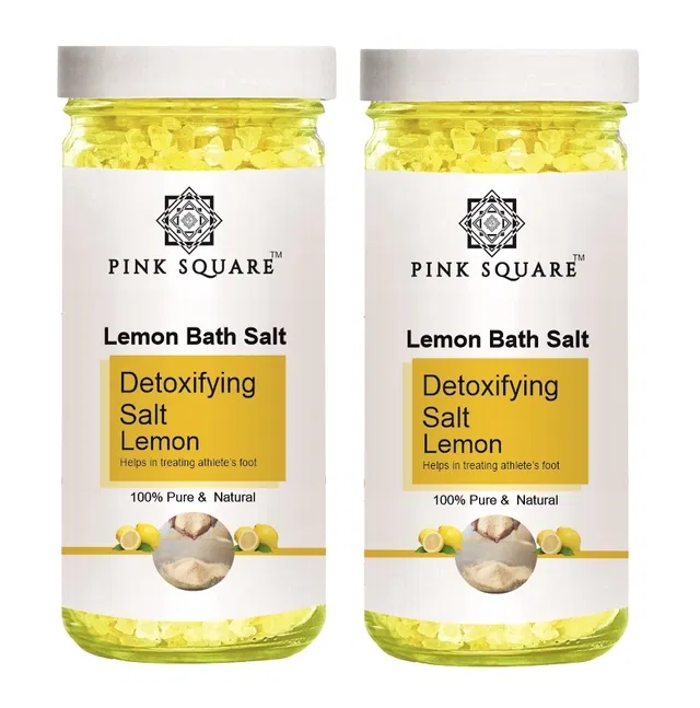 Pink Square Detoxifying Lemon Bath Salt Crystal (200 g, Pack of 2)