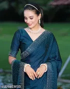 Georgette Embellished Saree for Women, Teal 