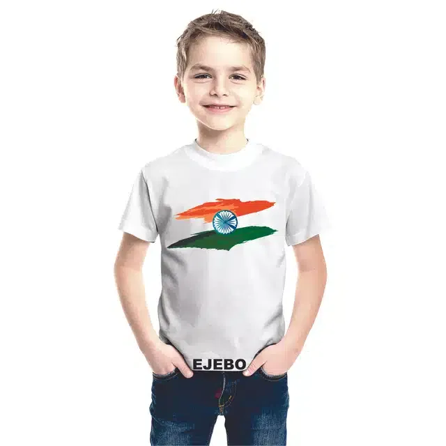 Half Sleeves Printed T-shirt for Kids (White, 5-6 Years)